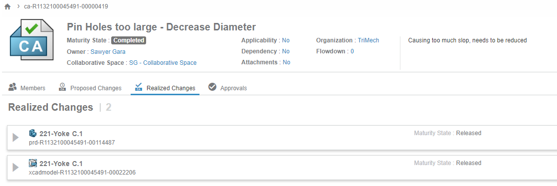 3DEXPERIENCE Realized Changes